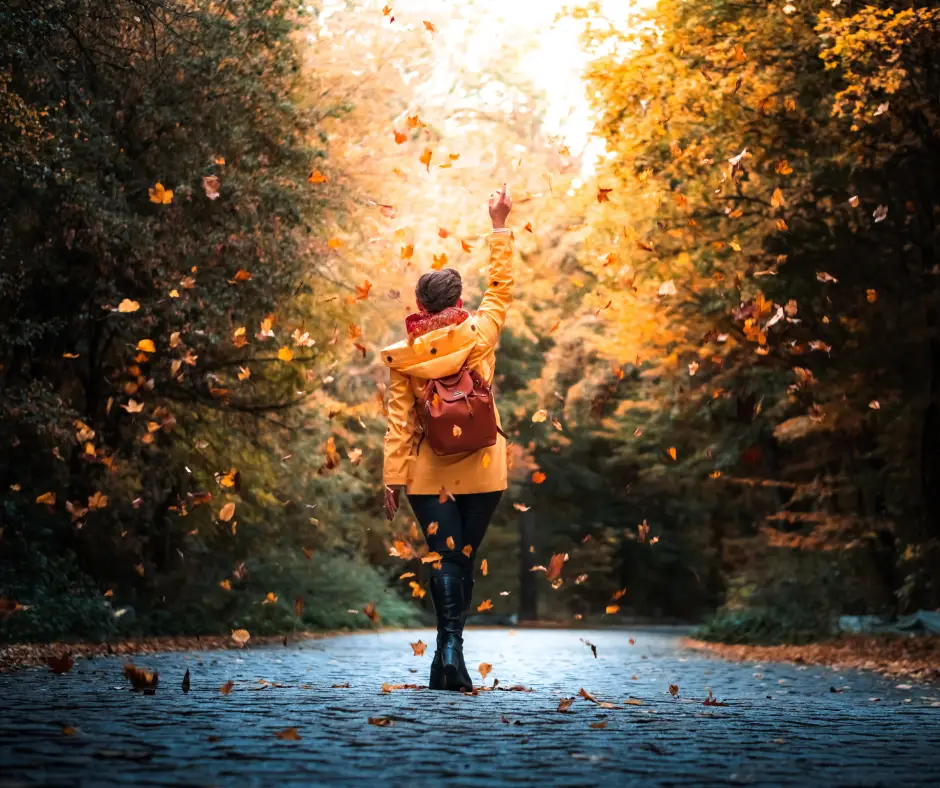 walking in leaves